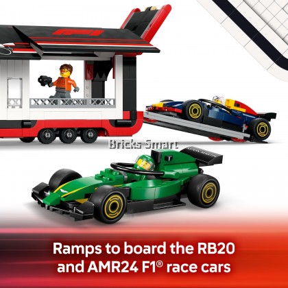 LEGO 60445 City Formula F1 Truck with RB20 & AMR24 F1 Cars Building Toy ...