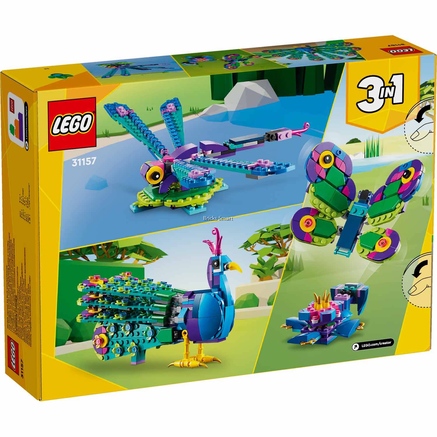 LEGO 31157 Creator Exotic Peacock 3in1 Toy with Dragonfly and