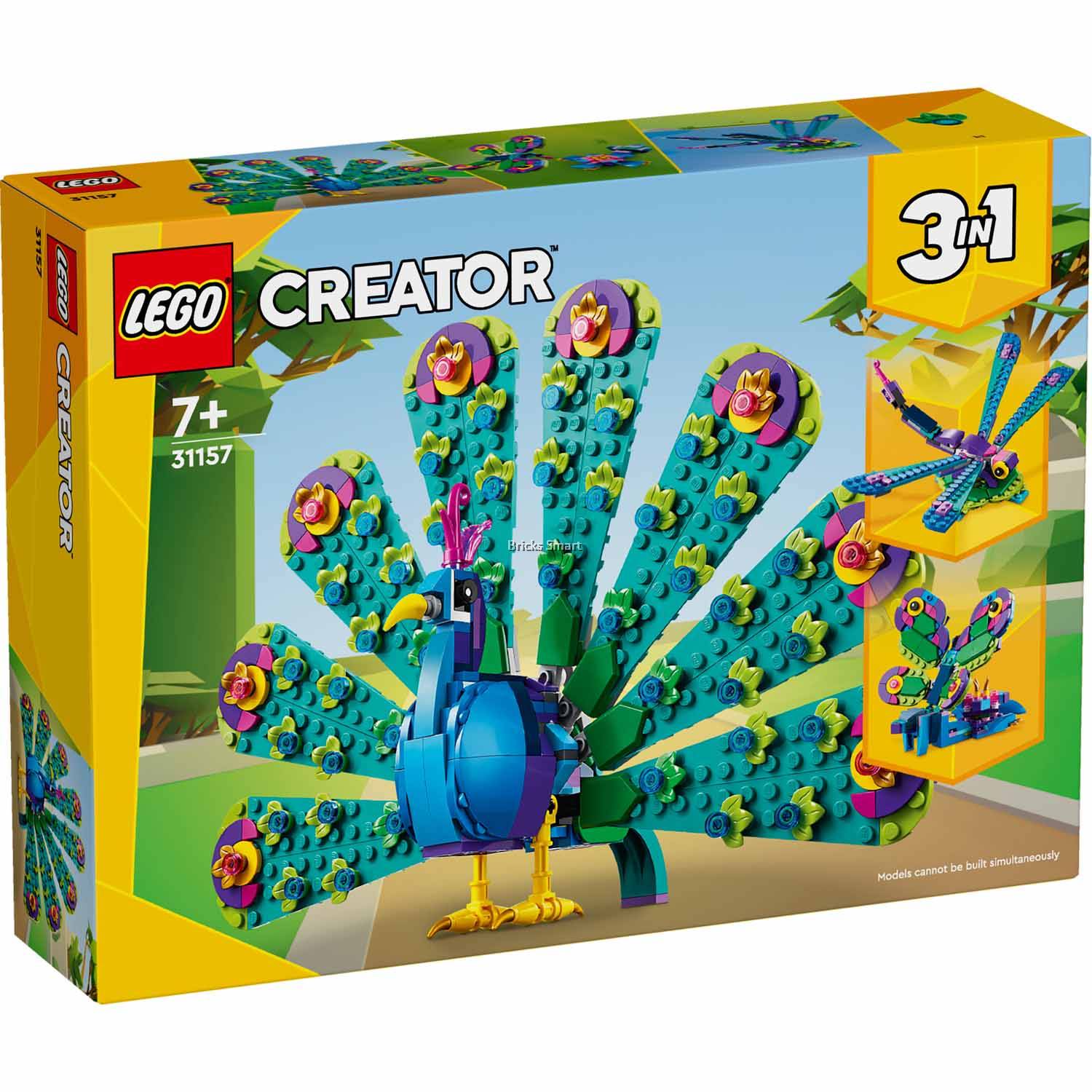 LEGO 31157 Creator Exotic Peacock 3in1 Toy with Dragonfly and