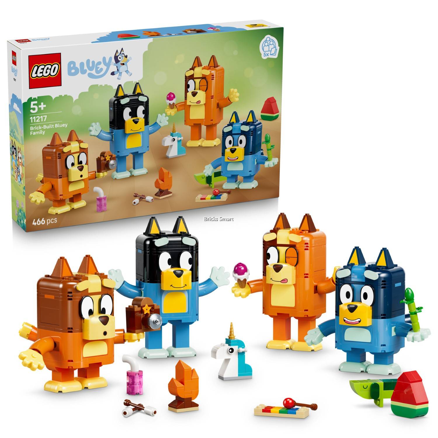 LEGO 11217 Bluey Brick-Built Bluey Family Building Toy Set (466 Pieces)