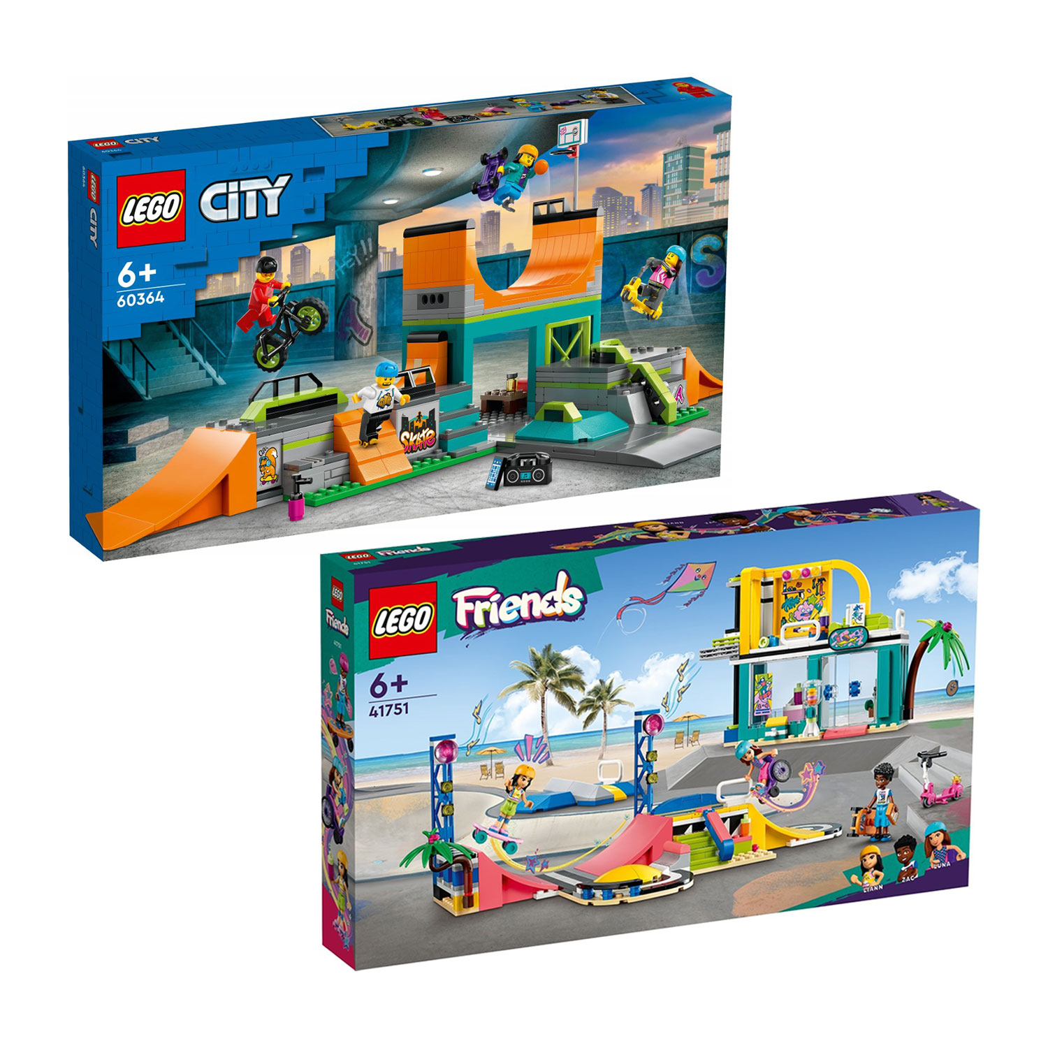 LEGO 41751 Friends Skate Park + LEGO 60364 City Street Skate Park
