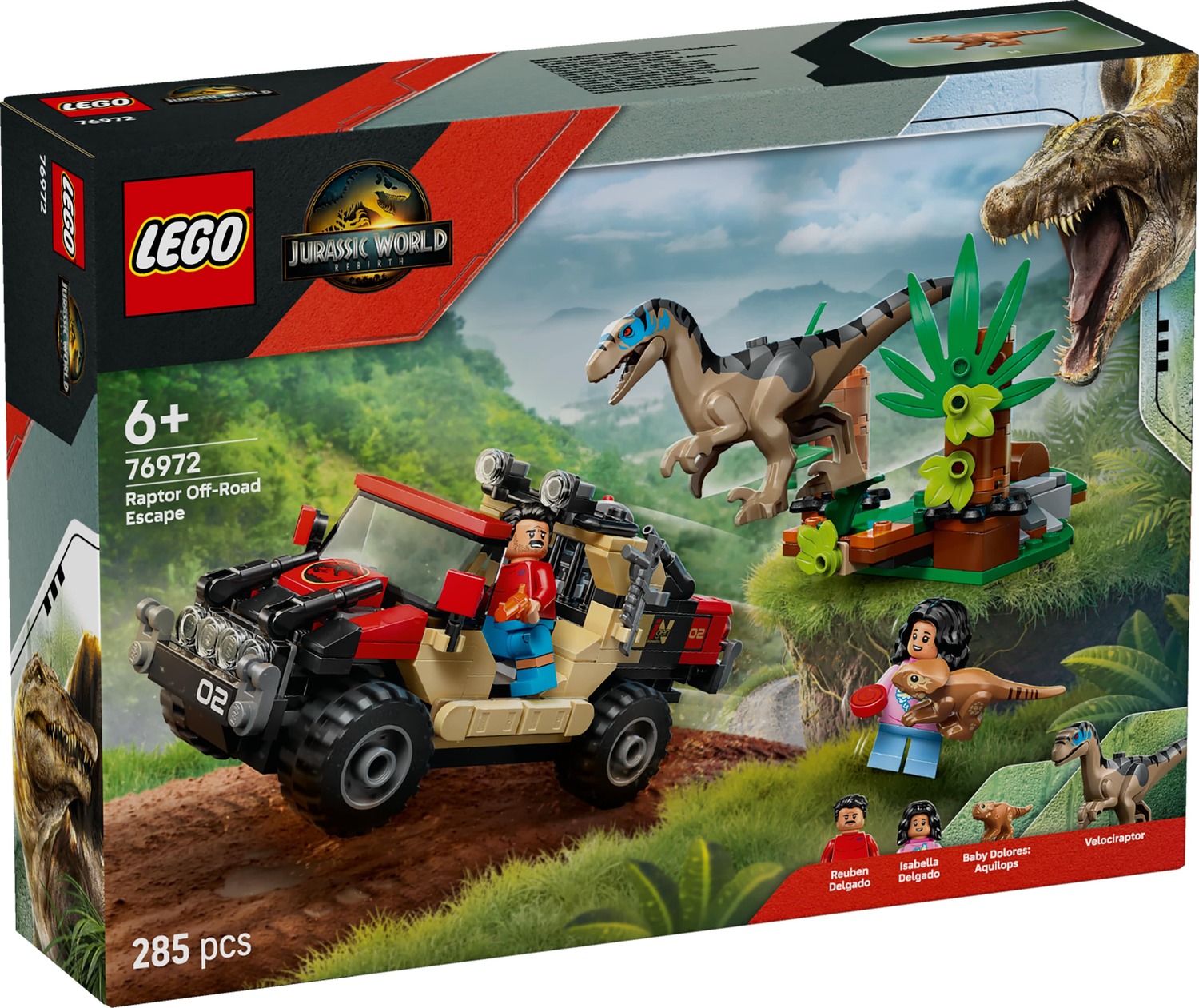 LEGO 76972 Jurassic Raptor Off-Road Escape Building Toy Set