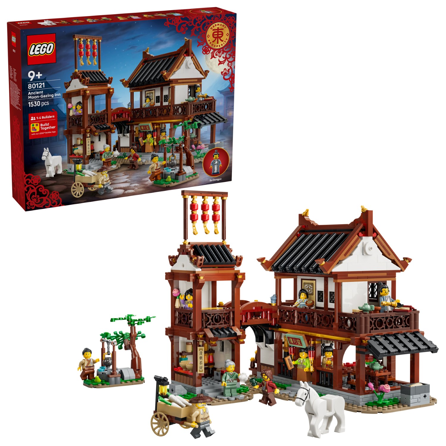 LEGO 80121 Chinese Festival Ancient Moon-Gazing Inn Building Toy Set ...